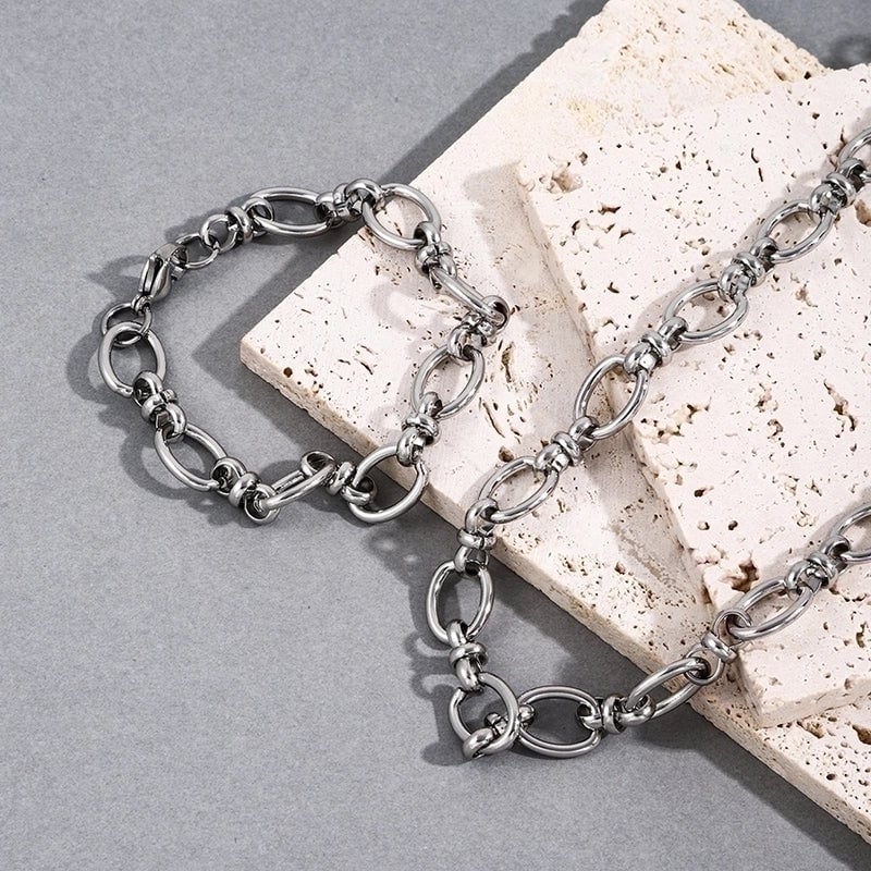 Basic Solid Color Stainless Steel Plating 18k Gold Plated Bracelets Necklace