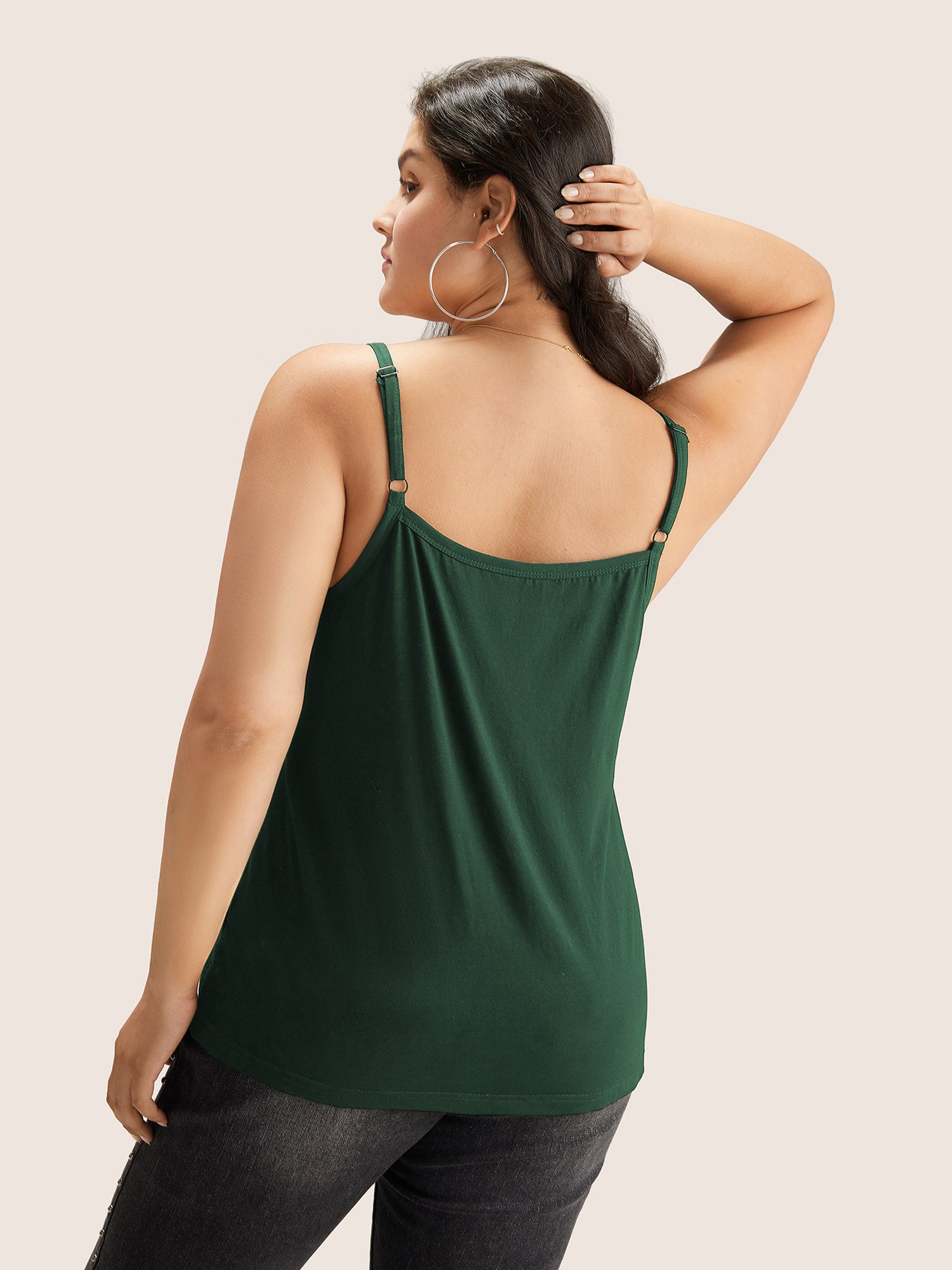 Cotton Plain Adjustable Straps Cami Top