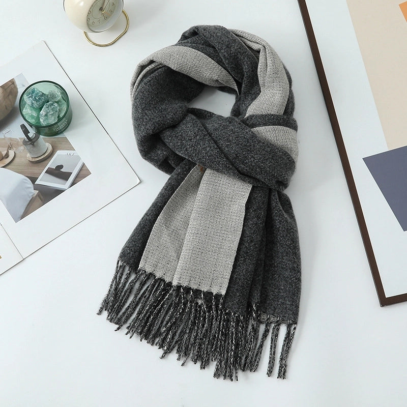 Cashmere Scarf Women's Winter Hot Imitation Cashmere Scarf Men's Shawl  Thickened Double-sided Wool Scarf
