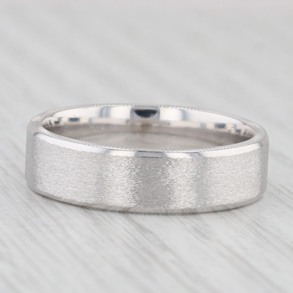 Art Carved Men's Wedding Band 14k White Gold Brushed Finish Size 10 Ring