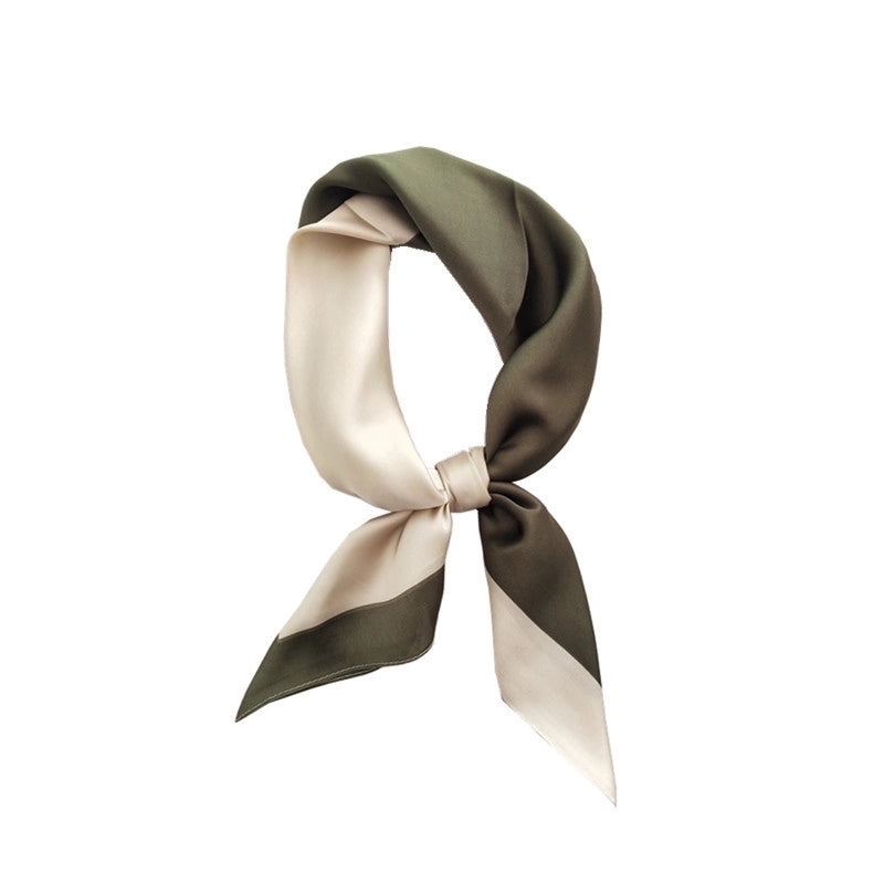 Women's Elegant Color Block Satin Silk Scarf