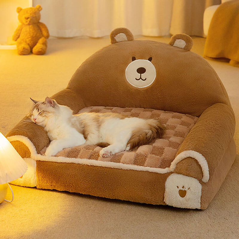 Comfy Calming Pet Bed Adorable Dog & Cat Sofa Bed