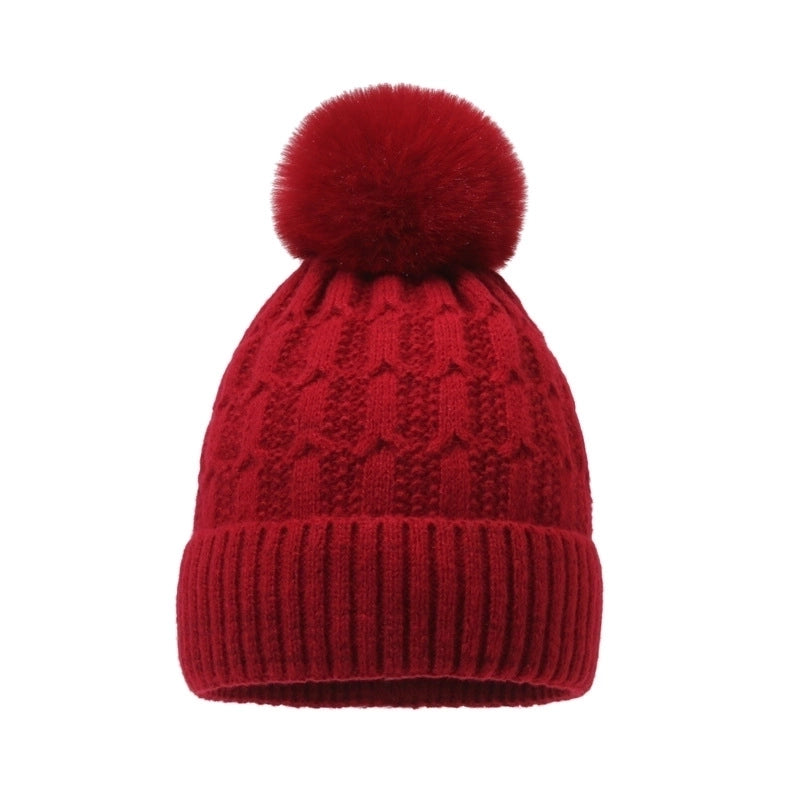 Women's Basic Minimalist Solid Color Pom Poms Eaveless Wool Cap