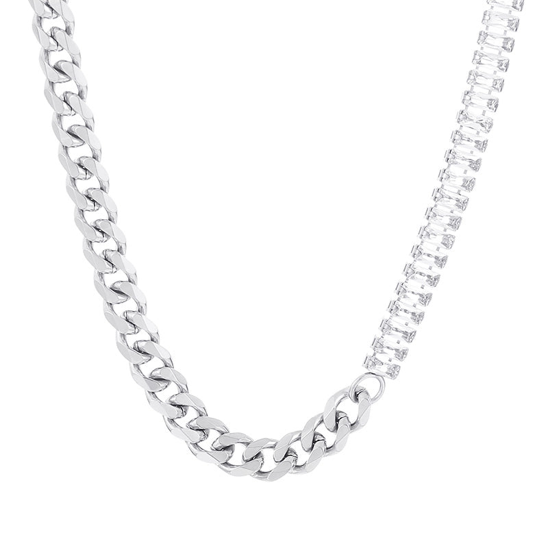 Fashion Geometric Titanium Steel Plating 18k Gold Plated Zircon Bracelets Necklace