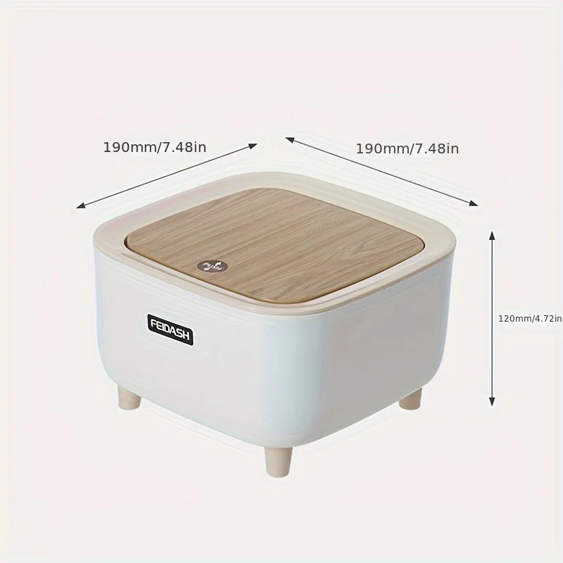 CREATIVE MINI DESKTOP TRASH CAN WITH LID – BEDROOM OFFICE COFFEE TABLE WASTE BIN TABLE TOP SQUARE