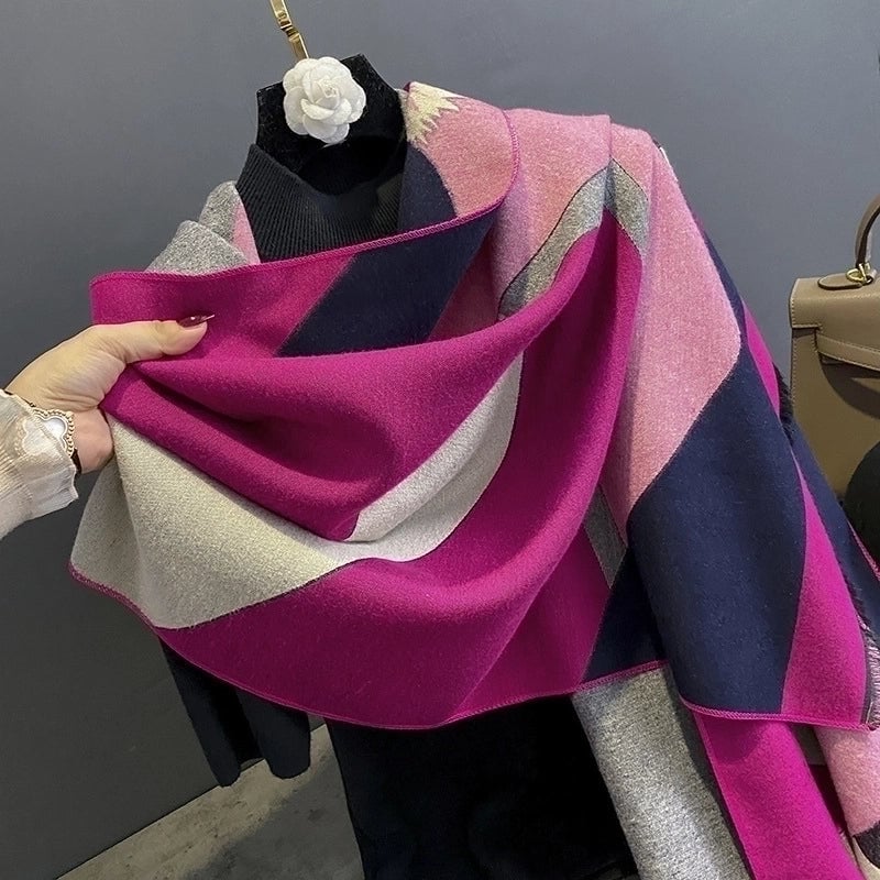 Women's Streetwear Color Block Imitation Cashmere Tassel Scarf