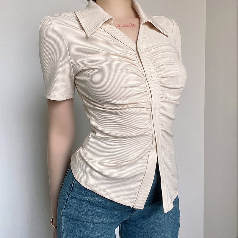 solid color versatile short sleeves