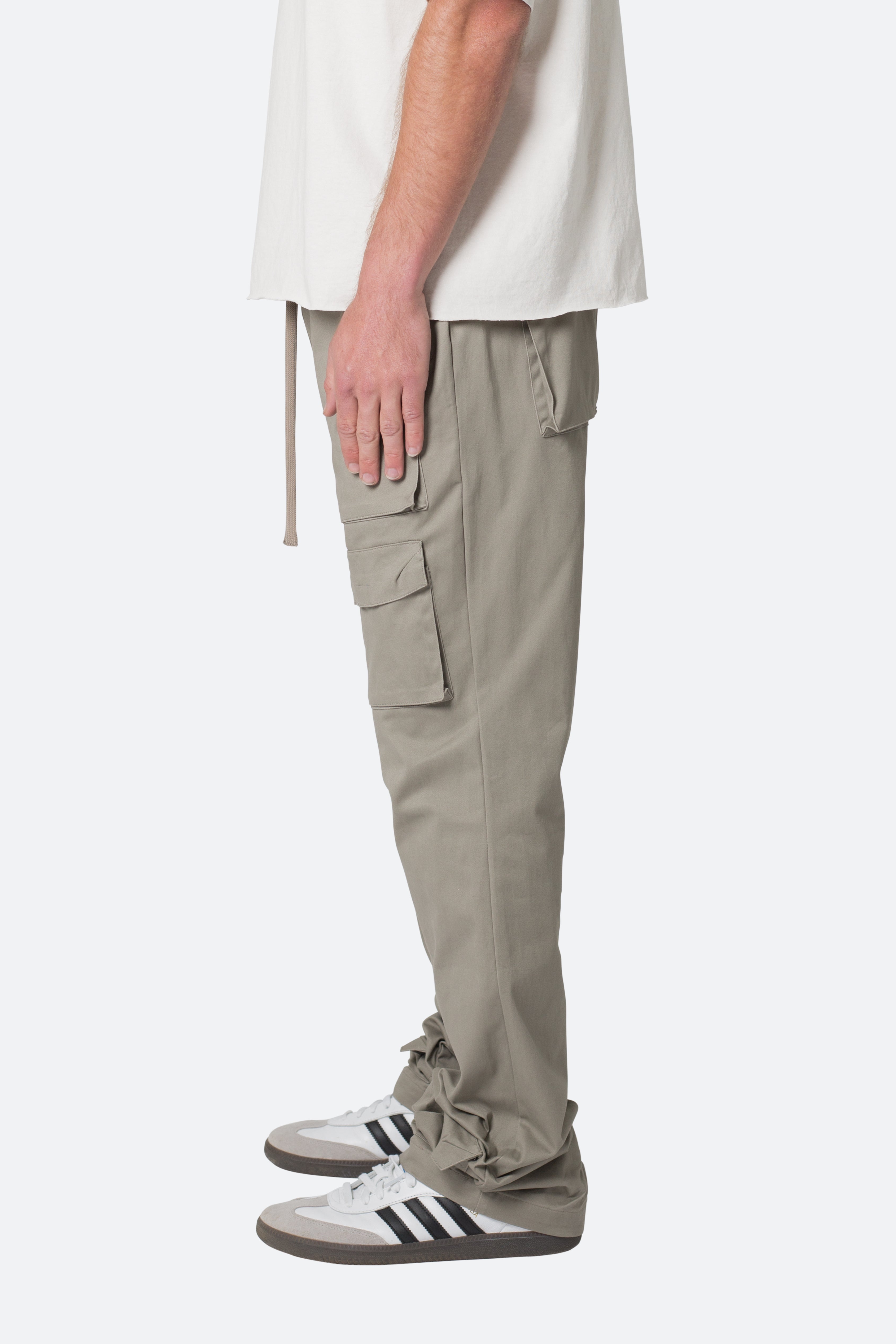 Drawstring Cargo Pants - Grey