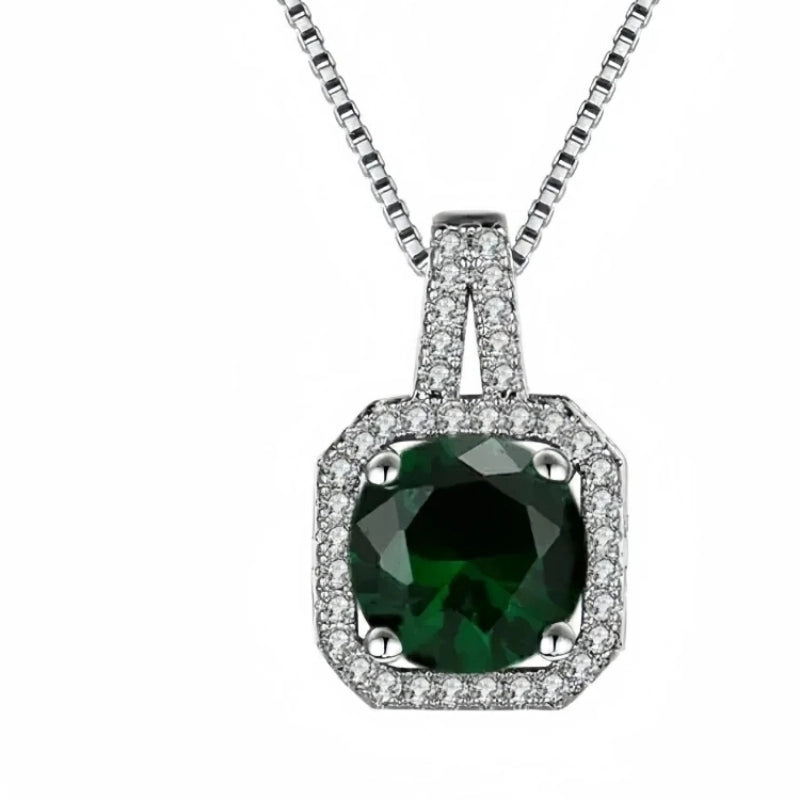 201 Stainless Steel White Gold Plated Gold Plated Classic Style Plating Inlay Square Glass Zircon Pendant Necklace