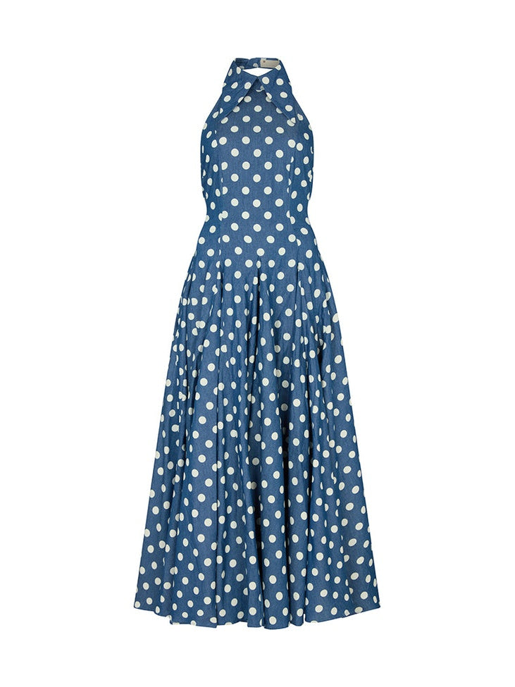 Denim Backless Midi Dress