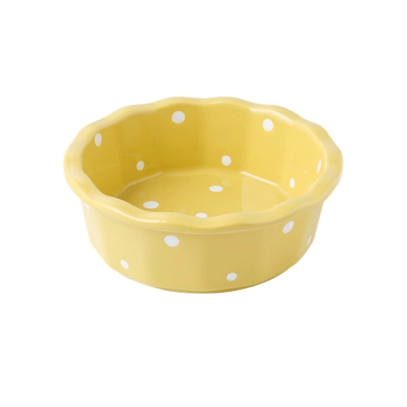 Ceramic Cat Bowl Stand Neck Protection Anti-black Chin Feeding Bowl Small Dog Teddy Inclined Cat Food Supplies