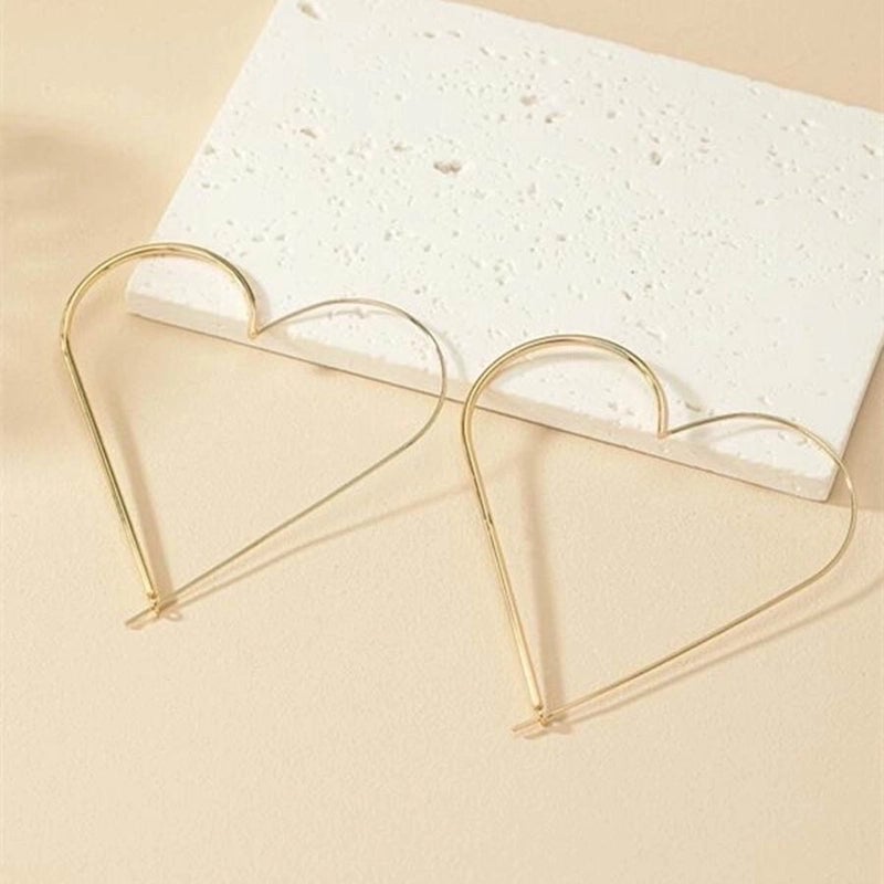 1 Pair Exaggerated Minimalist Heart Shape Plating Zinc Alloy 14K Gold Plated Hoop Earrings