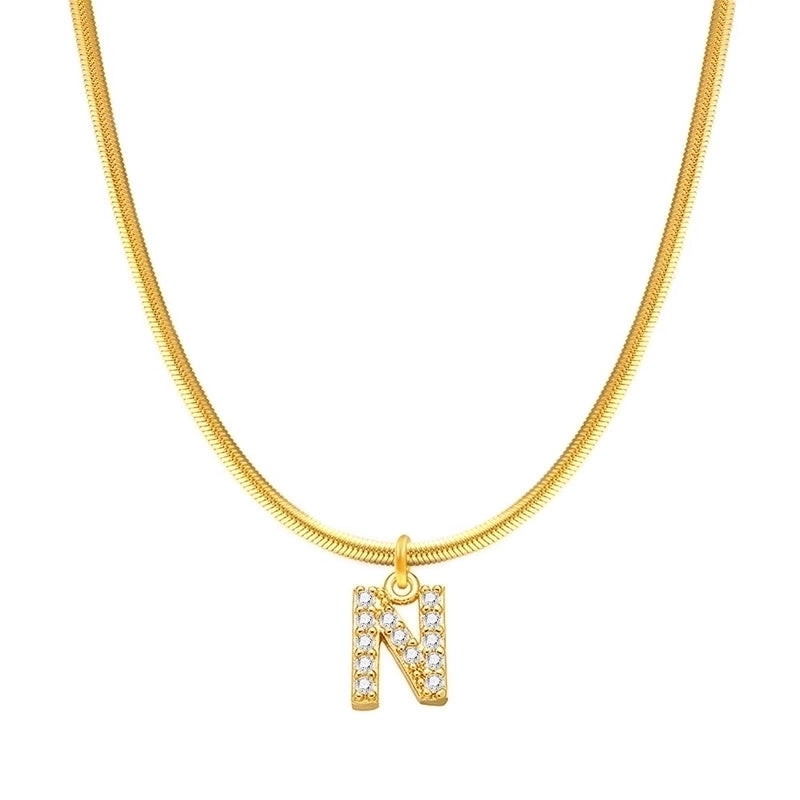 304 Stainless Steel Copper Retro Classic Style Inlay Letter Zircon Pendant Necklace