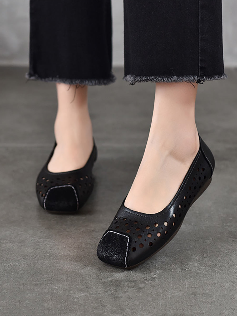 Women Summer Vintage Dot Hollow Out Shoes