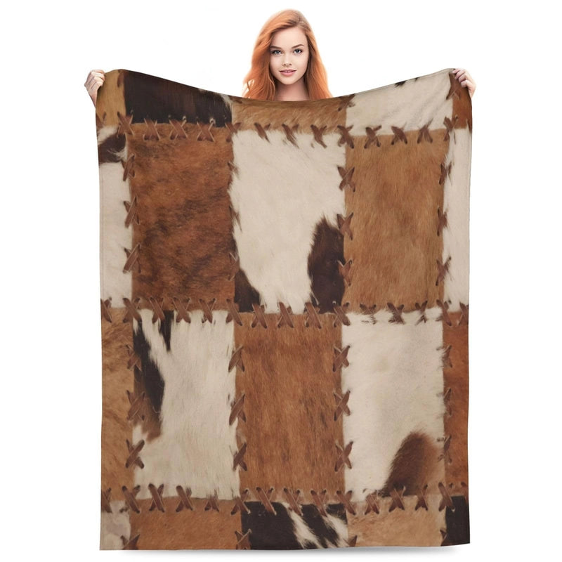 Casual Cow Pattern Color Block Polyester Blanket Couch & Sofa Decor