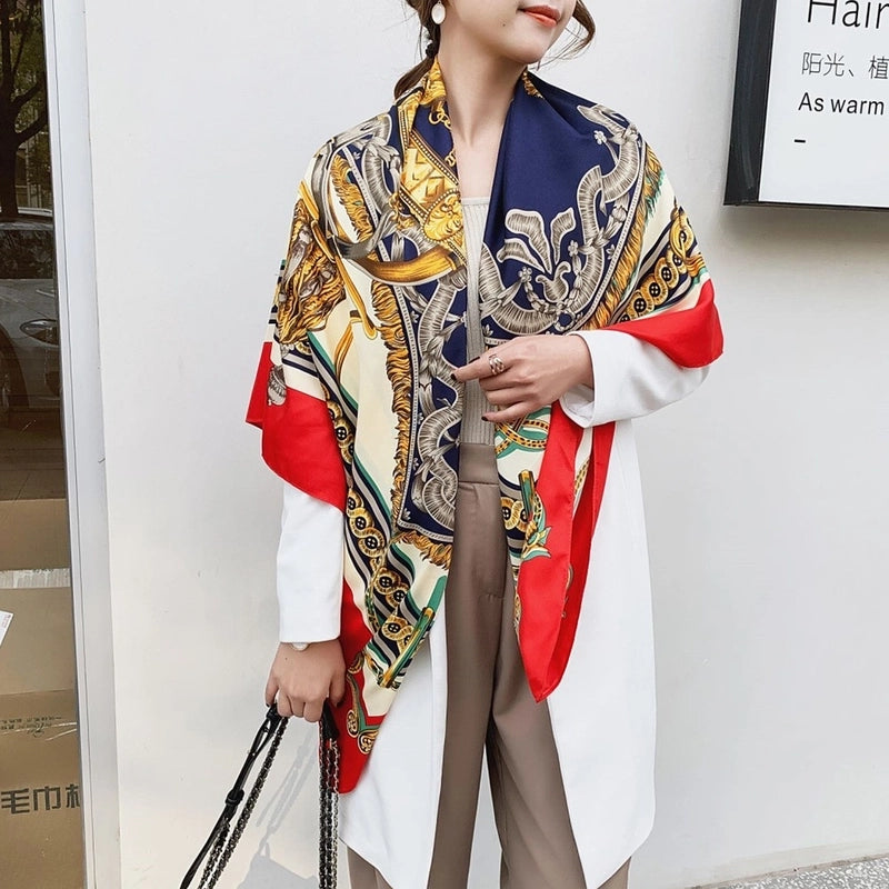 Women's Elegant Minimalist Plant Polyester Silk Scarf