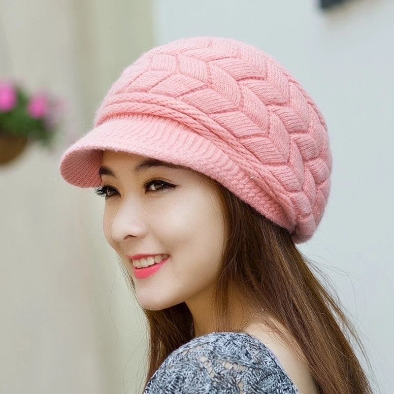 2 Pieces Women's Elegant Basic Minimalist Solid Color Curved Eaves Wool Cap Beret Hat