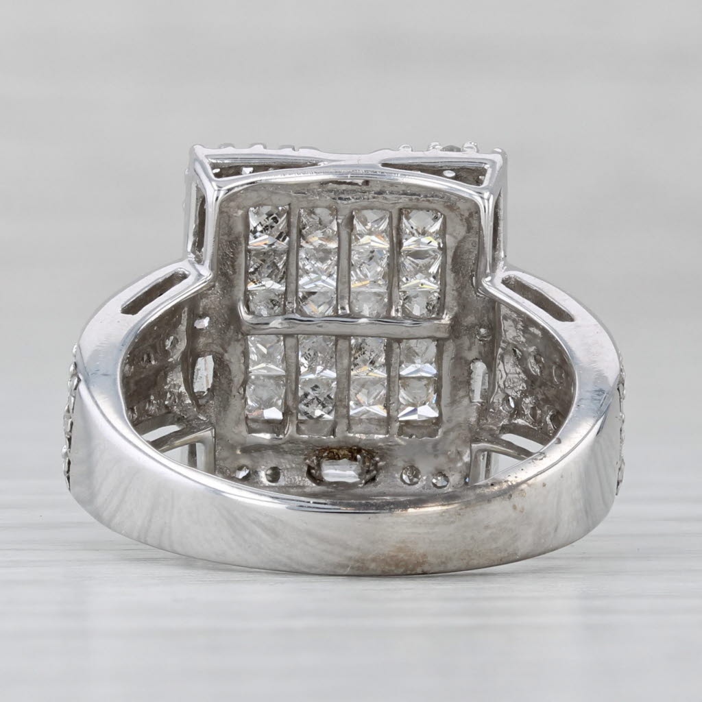 1.48ctw Pave Diamond Halo Ring 10k White Gold Size 7.25