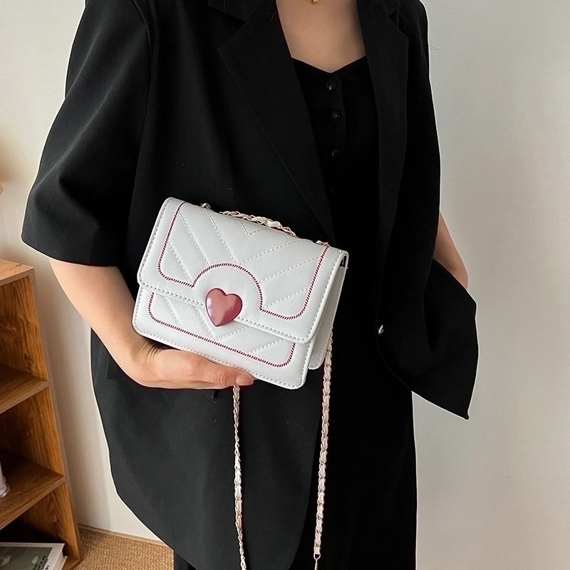 Women's Small Pu Leather Color Block Classic Style Magnetic Buckle Square Bag