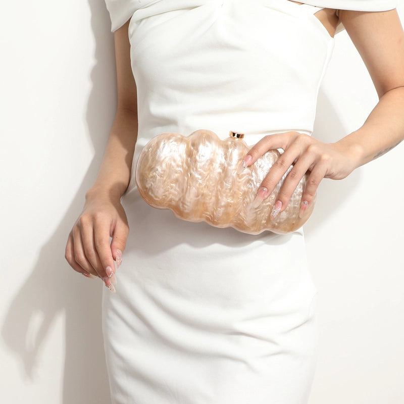White Pink Black Arylic Solid Color Oval Evening Bags