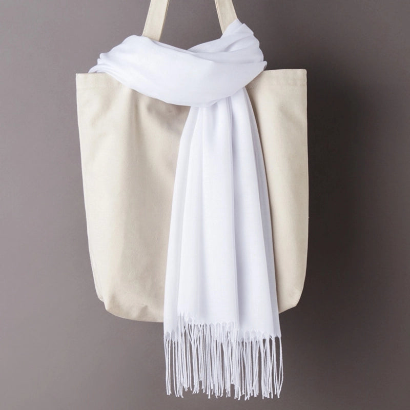 Thin Cashmere Scarf Solid Color Tassel Shawl LOGO Gift Scarf Factory Direct