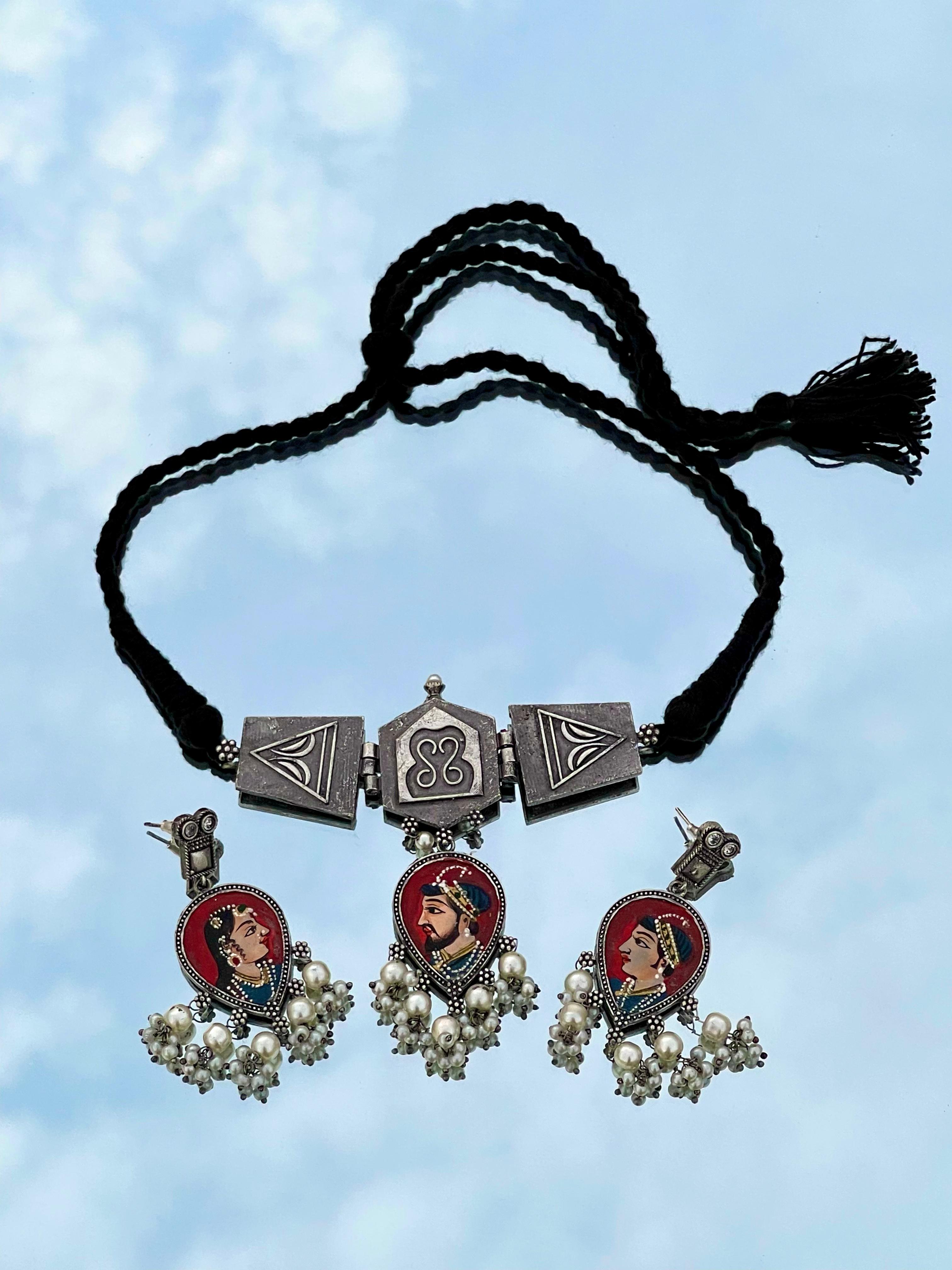 Mughal-e-Azam hand painted choker set design 2