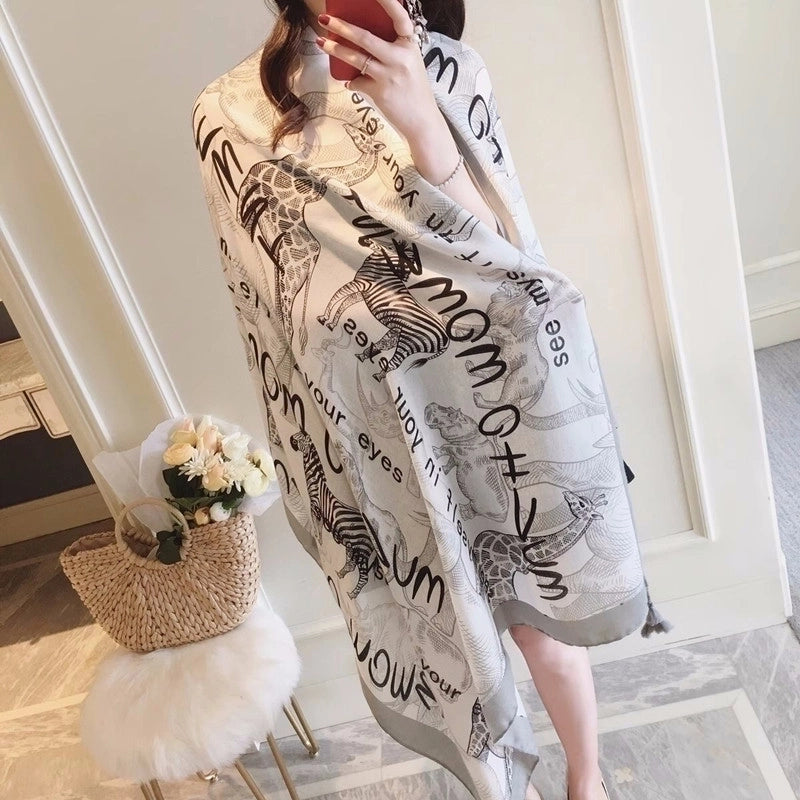 Women's Ethnic Style Flower Thick Twill Cotton Printing Shawl