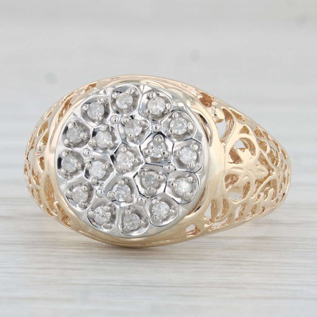 0.18ctw Diamond Cluster Men's Ring 10k Yellow Gold Size 10