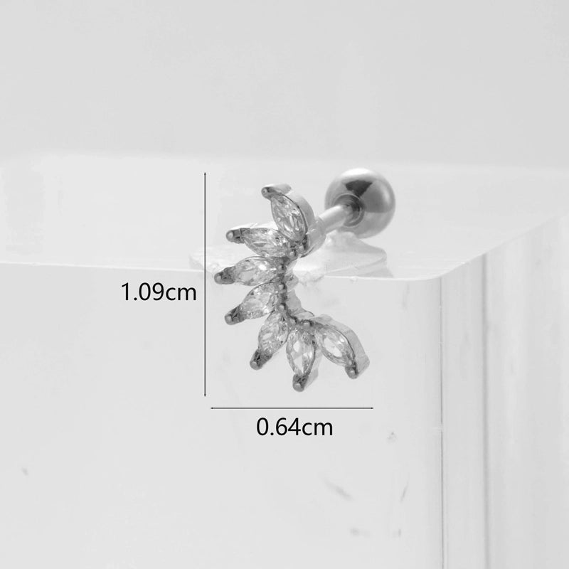 Ear Cartilage Rings & Studs Flower 316L Stainless Steel  Copper Inlaid Zircon
