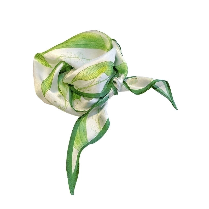 Women's Ig Style Minimalist Flower Satin Printing Silk Scarf