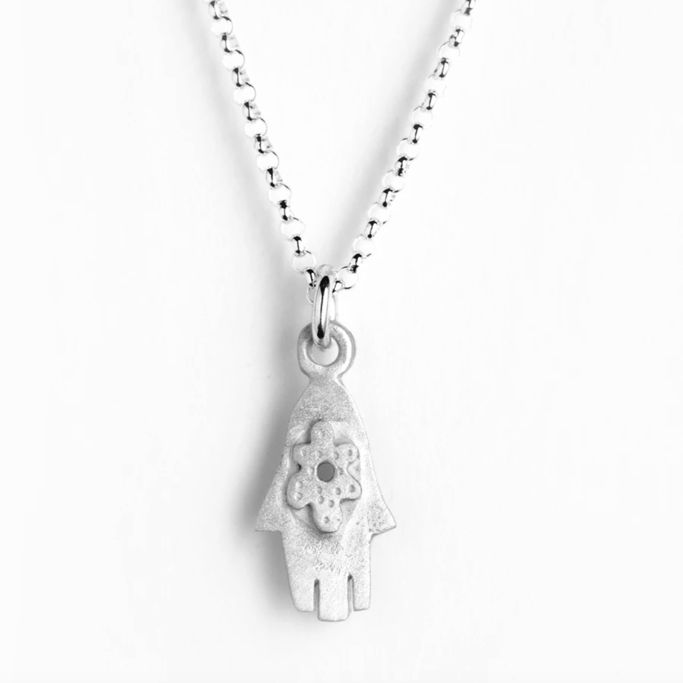 Flower Hamsa Necklace - Small or Medium