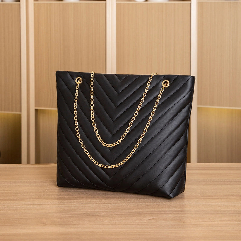 Women's Medium All Seasons Pu Leather Solid Color Elegant Classic Style Square Zipper Shoulder Bag Handbag