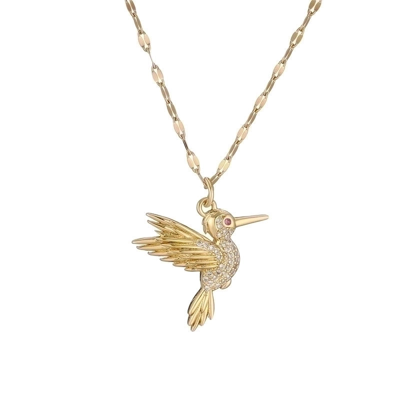 IG Style Minimalist  Bird Titanium Steel Copper Zircon Plating Inlay Pendant Necklace