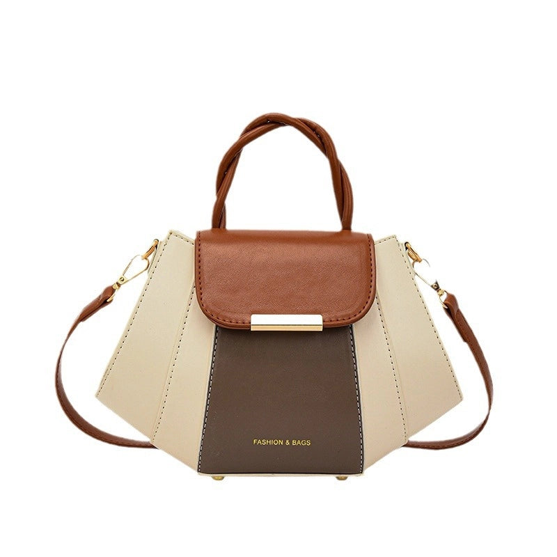 Women's Medium Pu Leather Color Block Streetwear Square Zipper Crossbody Bag