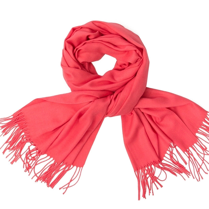 Women's Minimalist Tassel Solid Color Imitation Cashmere Scarf