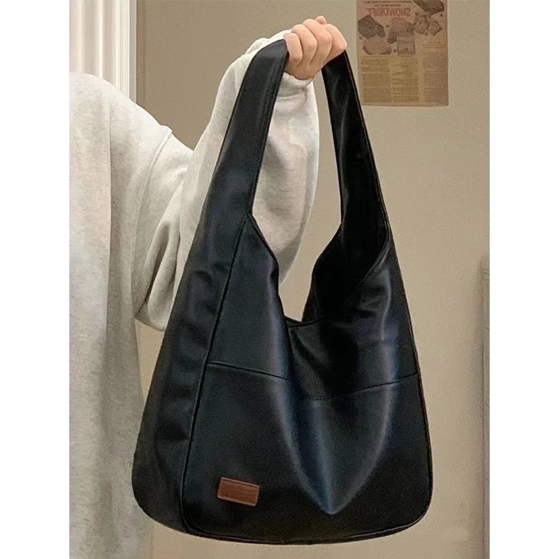 Women's Large Autumn Pu Leather Solid Color Fashion Square Zipper Tote Bag