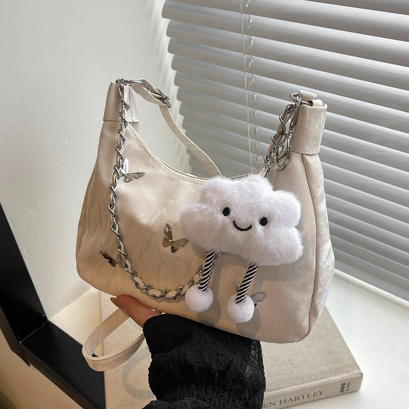 Women's Pu Leather Solid Color Streetwear Square Zipper Shoulder Bag Crossbody Bag