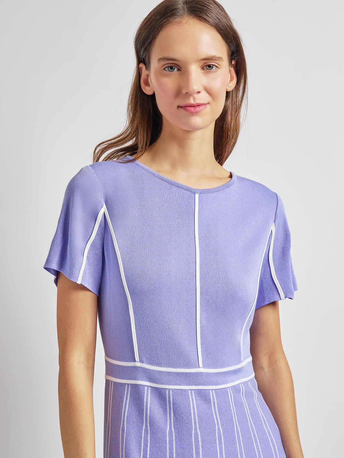 Contrast Stripe A-Line Soft Knit Dress - Modern Fit