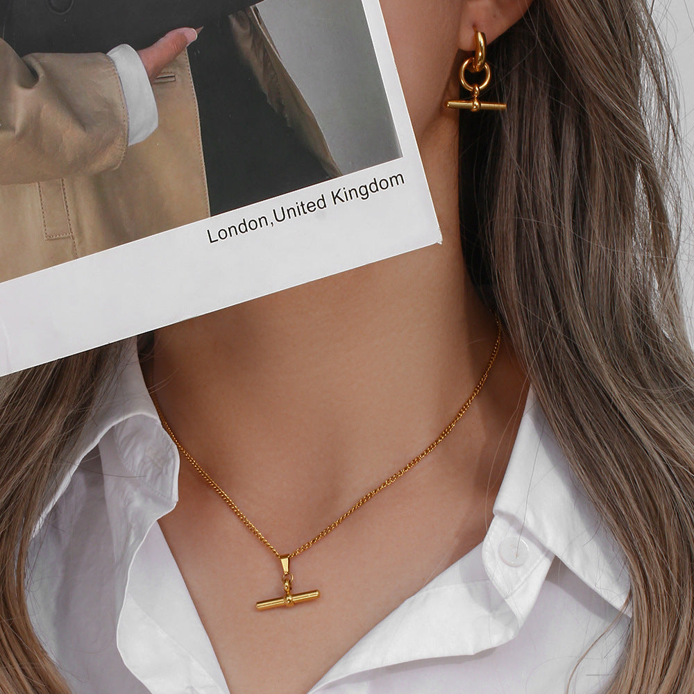 Minimalist Stripe Geometric Stainless Steel 18K Gold Plated Necklaces