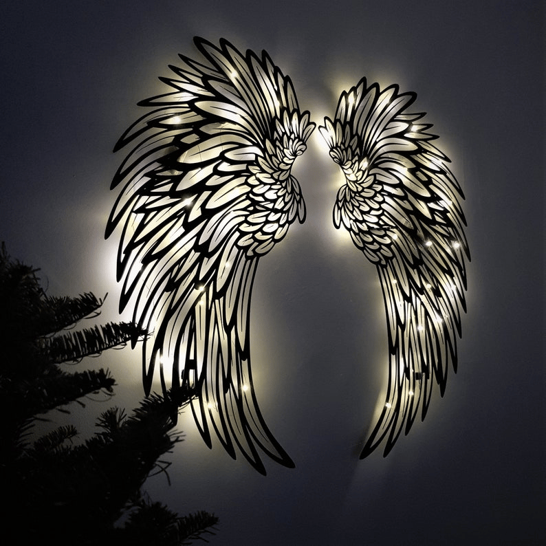 🔥LAST DAY 49% OFF🔥 - 1 PAIR ANGEL WINGS METAL WALL ART WITH LED LIGHTS-🎁GIFT TO HER【BUY 2 FREE SHIPPING】