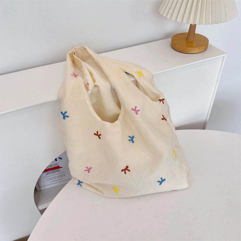 Women's Polyester Cherry Bow Knot Cute Square Open Shoulder Bag