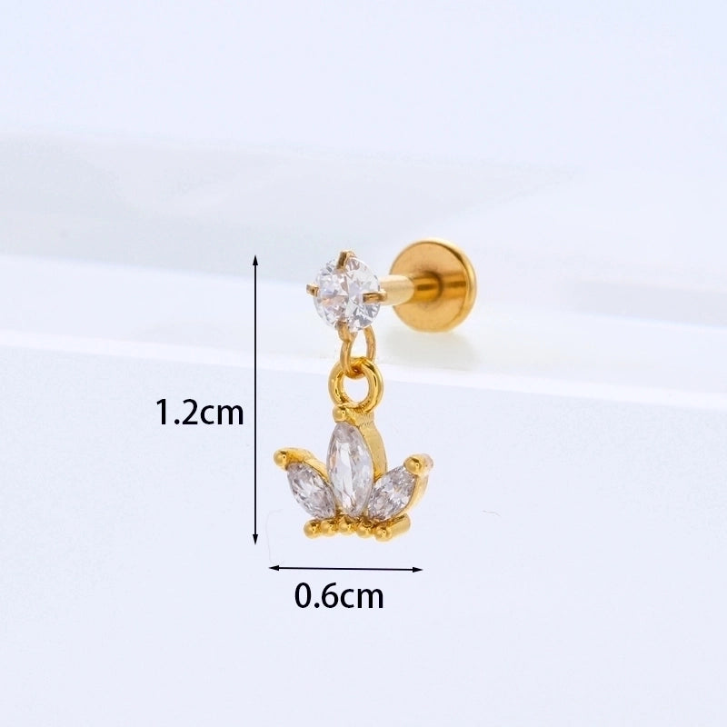 Ear Cartilage Rings & Studs Flower 316L Stainless Steel  Copper Inlaid Zircon