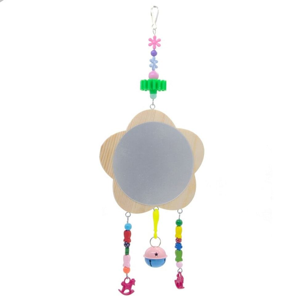 Wood Mirror Toy with Bell For Bird Toys