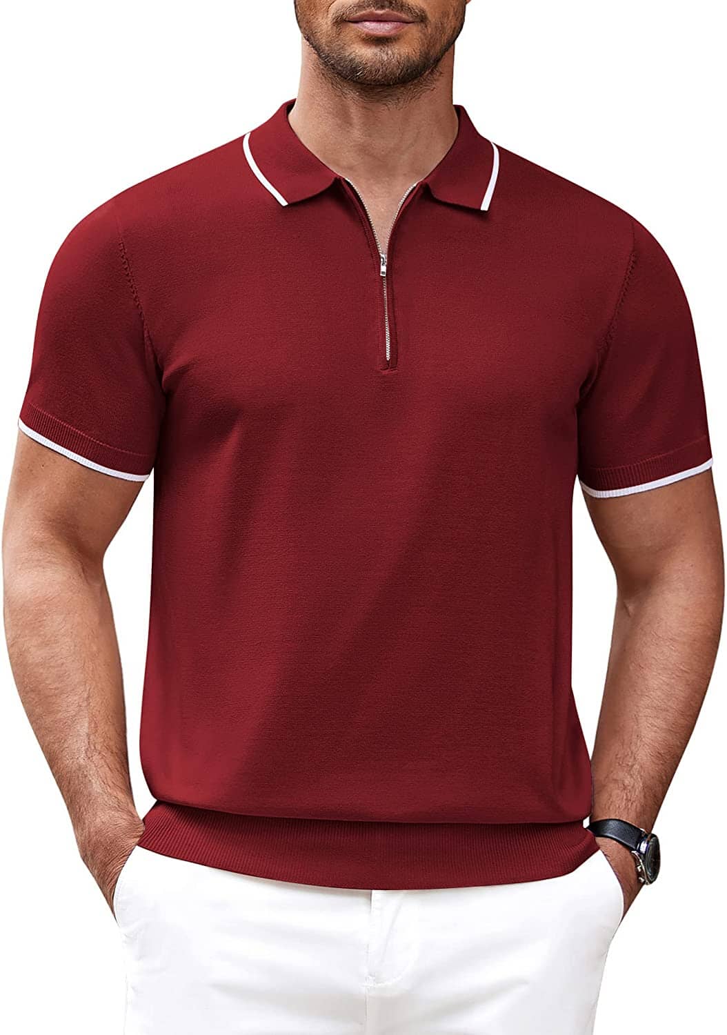 Classic Zipper Short Sleeve Polo Shirt (US Only)