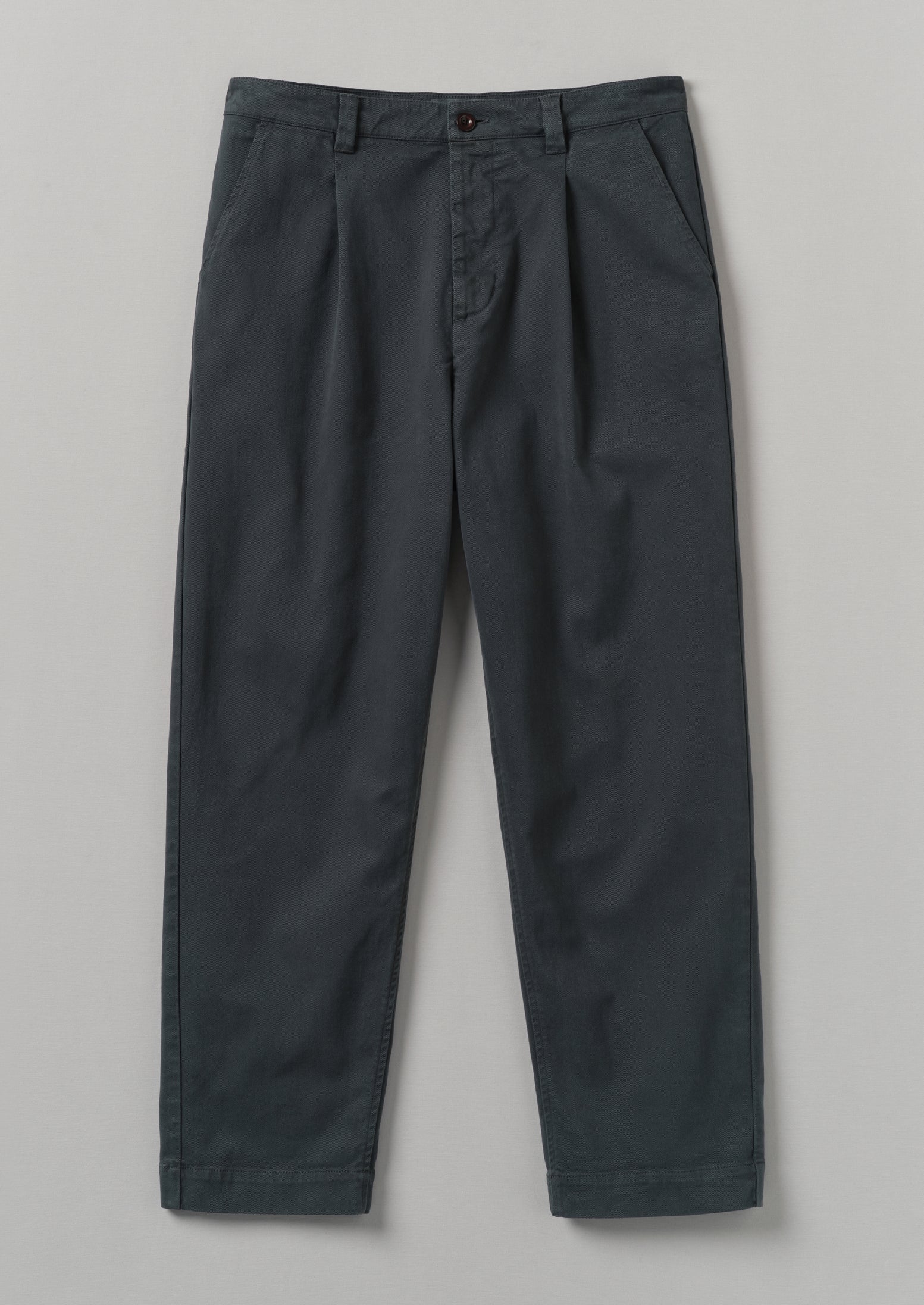 Otto Cotton Twill Pleat Trousers | Charcoal