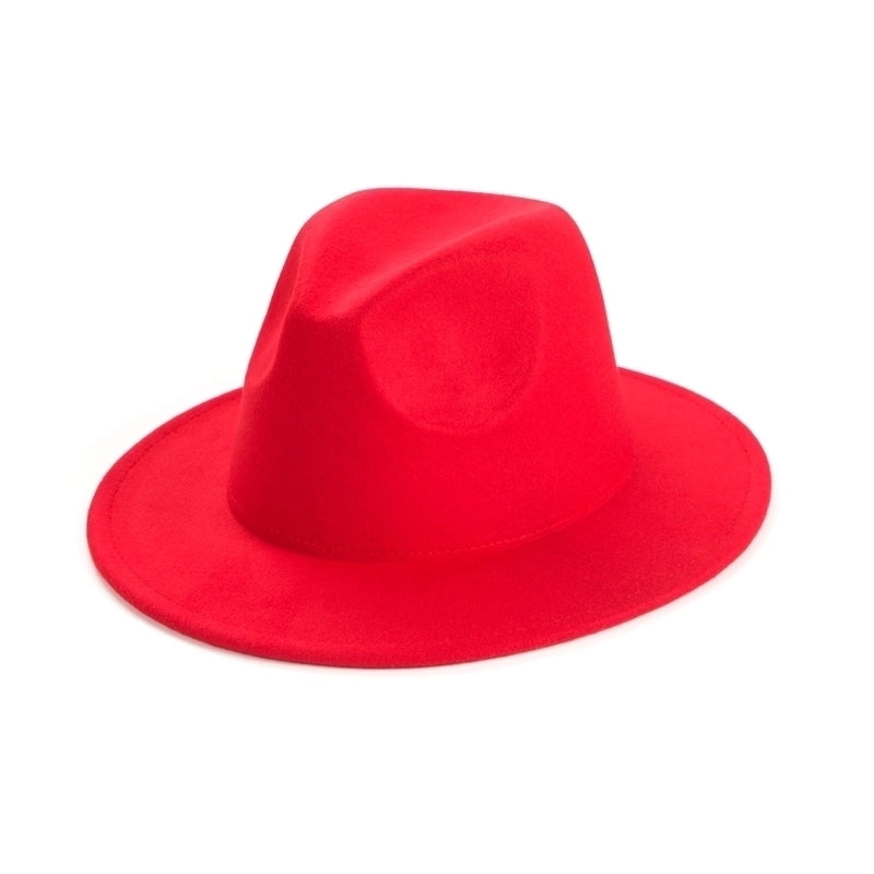 Unisex Elegant Solid Color Big Eaves Fedora Hat