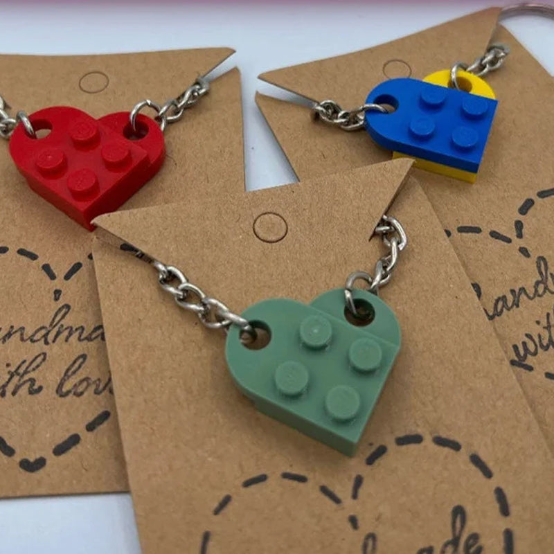 Cute Heart Shape Matching Brick Keychain For Couples