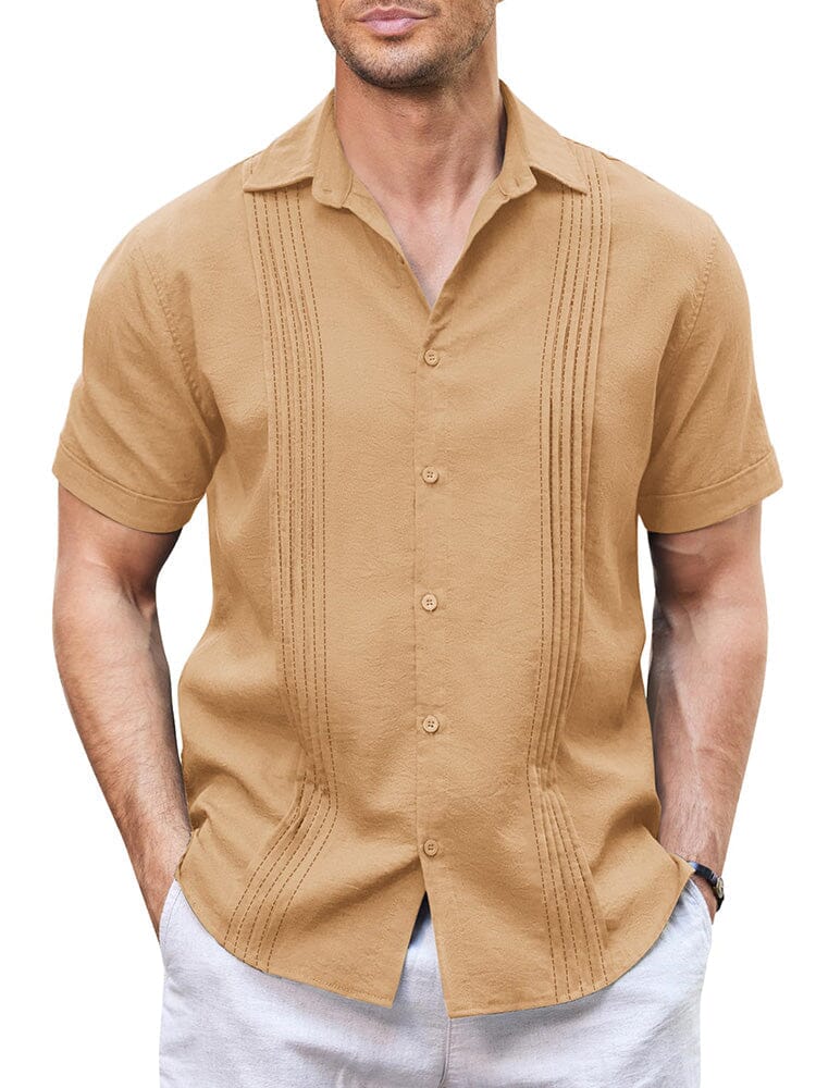 Casual Linen Blend Guayabera Shirt (US Only)