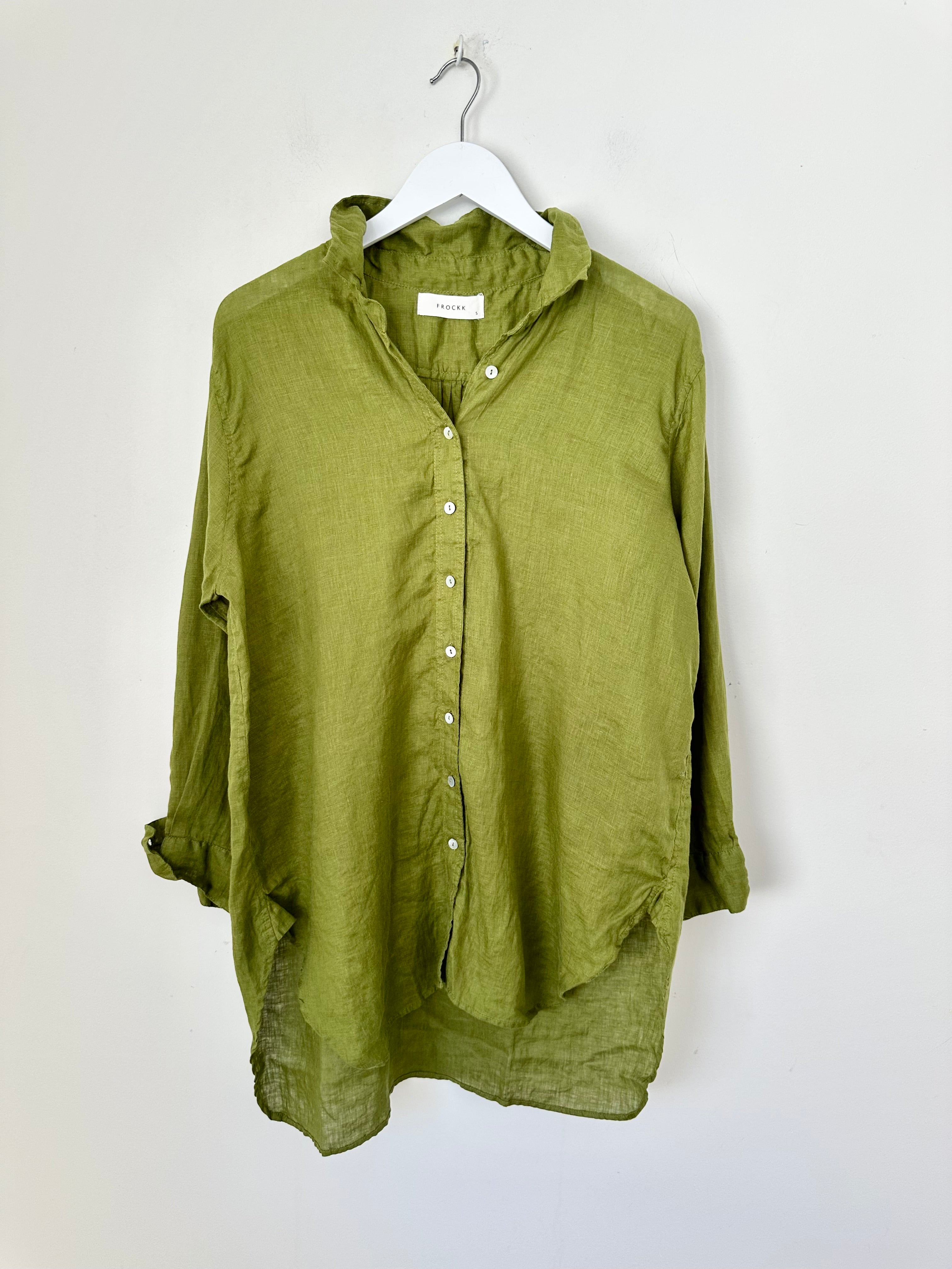 skyla shirt - olive linen