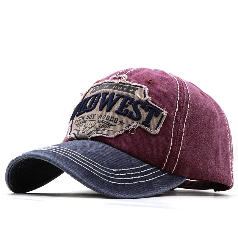Unisex Retro Letter Color Block Curved Eaves Baseball Cap